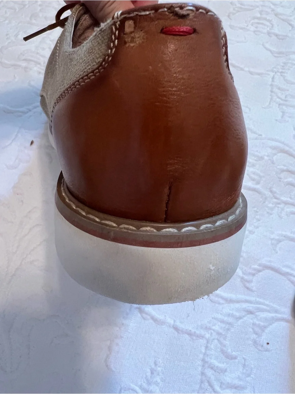 Florsheim Union Plain Toe Khaki Canvas Oxford Shoe with Leather Accents size 9.5